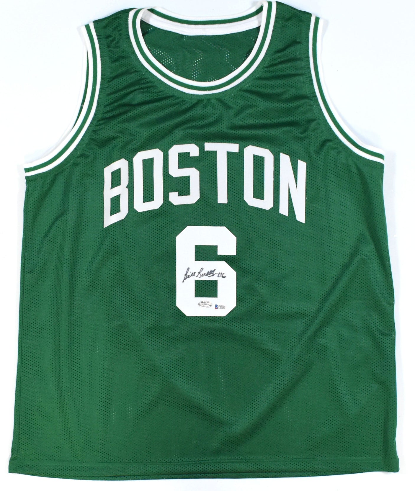 Bill Russell Autographed Green Pro Style Jersey - Beckett *Black