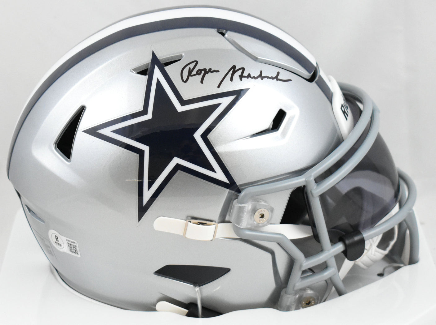 Roger Staubach Signed Dallas Cowboys Mid-Size SpeedFlex Helmet - Beckett W Holo