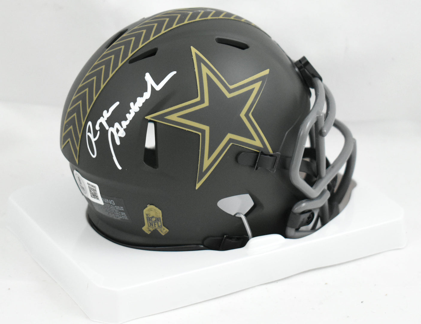Roger Staubach Autographed Cowboys Salute 2025 Speed Mini Helmet- Beckett W Holo