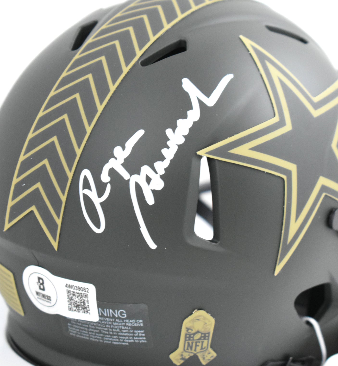 Roger Staubach Autographed Cowboys Salute 2025 Speed Mini Helmet- Beckett W Holo