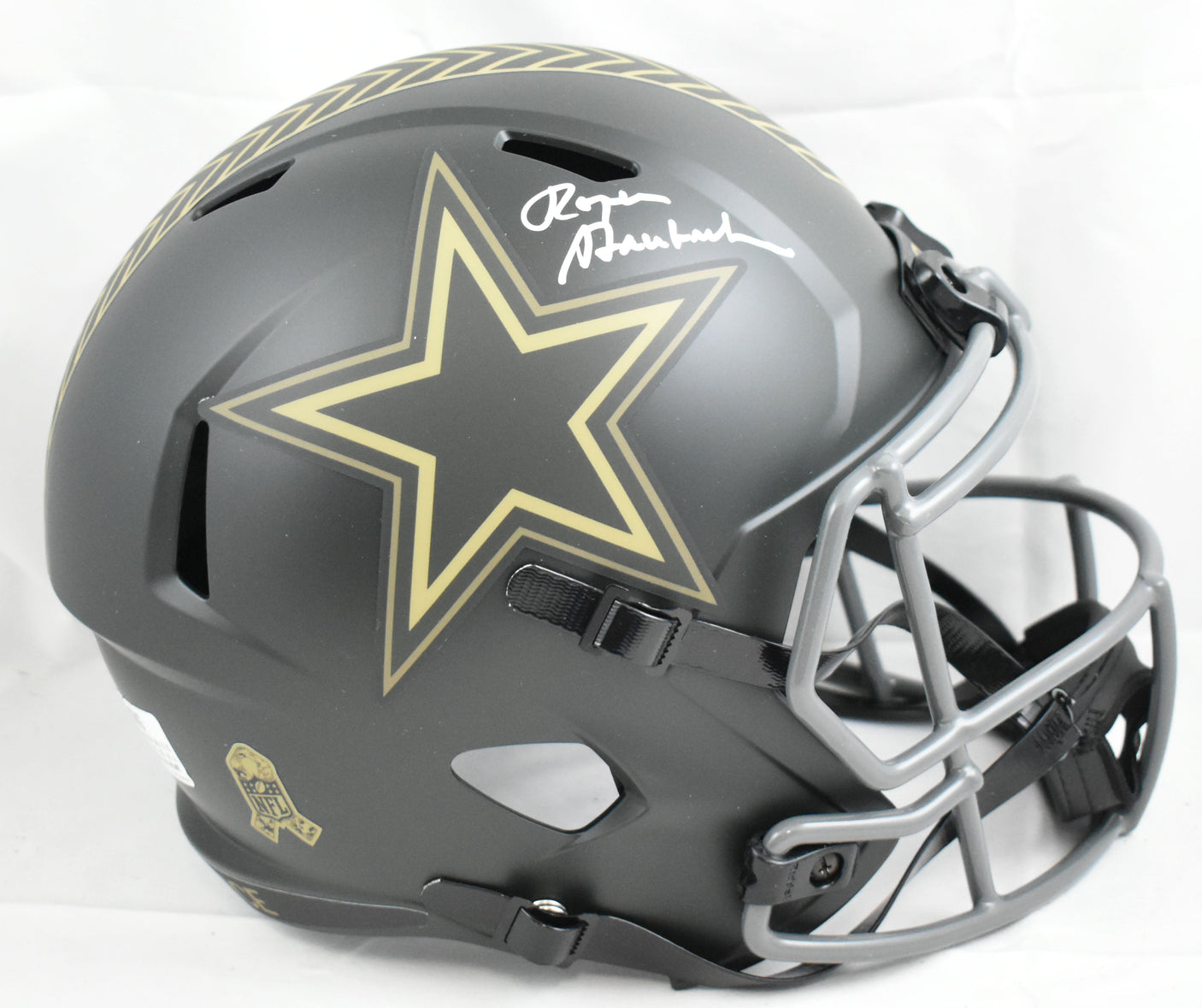 Roger Staubach Autographed Cowboys F/S Salute 2025 Speed Helmet - Beckett W Holo