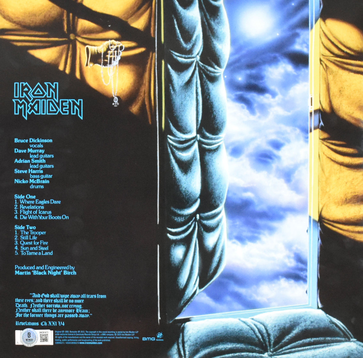 Bruce Dickinson Signed Iron Maiden Piece of Mind Vinyl - Beckett W Holo *Scratch