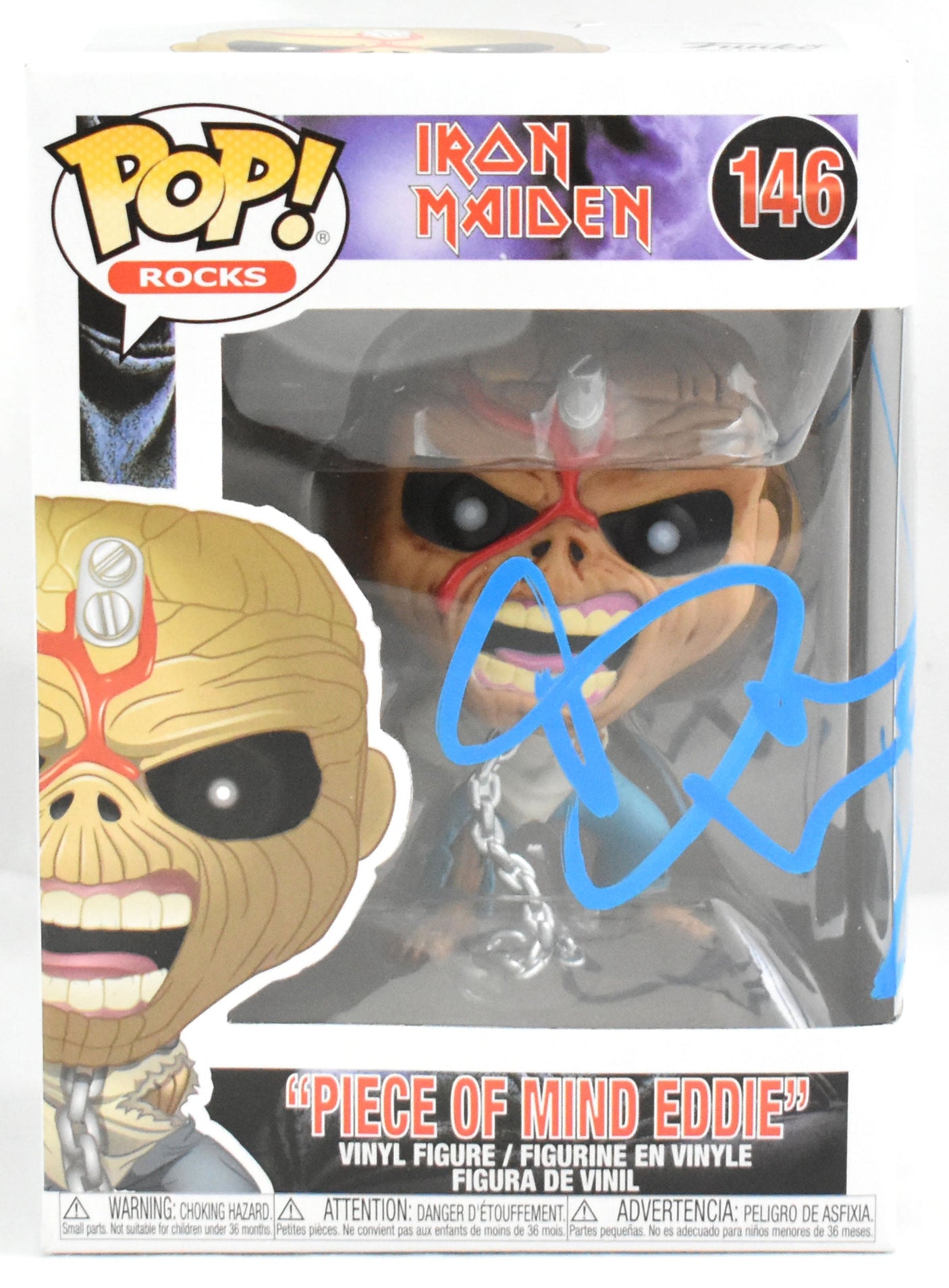 Bruce Dickinson Signed Iron Maiden Piece of Mind Eddie Funko Pop #146- Beckett W