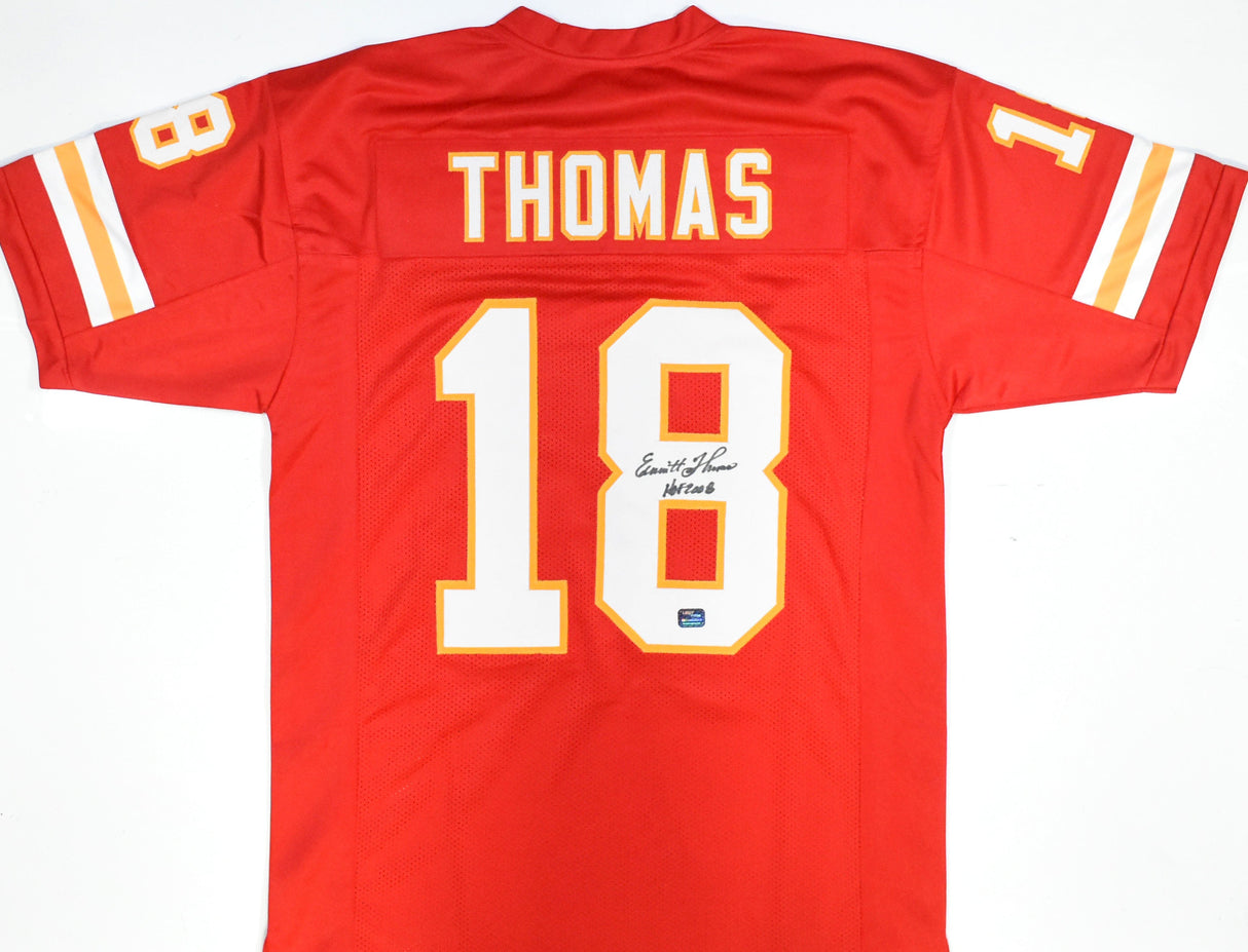 Emmitt Thomas Autographed Red Pro Style Jersey w/HOF - Prova *Black
