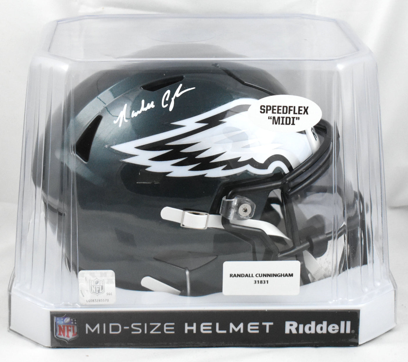Randall Cunningham Autographed Eagles Mid-Size Speedflex Helmet - Beckett W Holo