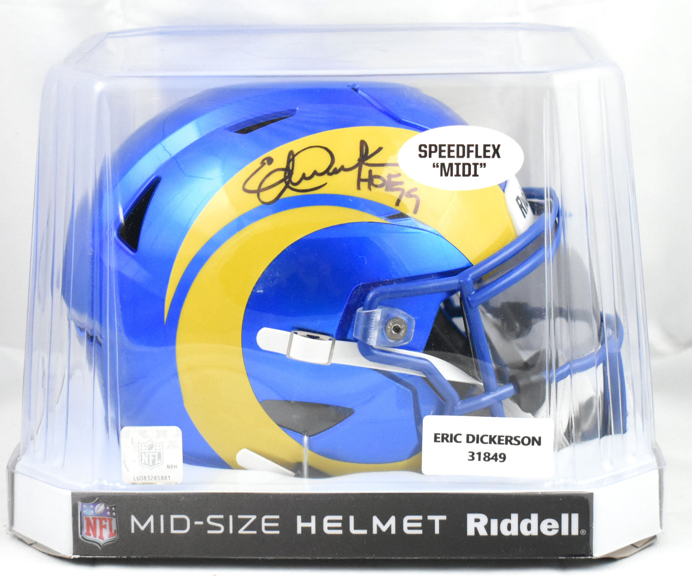 Eric Dickerson Autographed Rams Mid-Size SpeedFlex Helmet HOF - Beckett W Holo