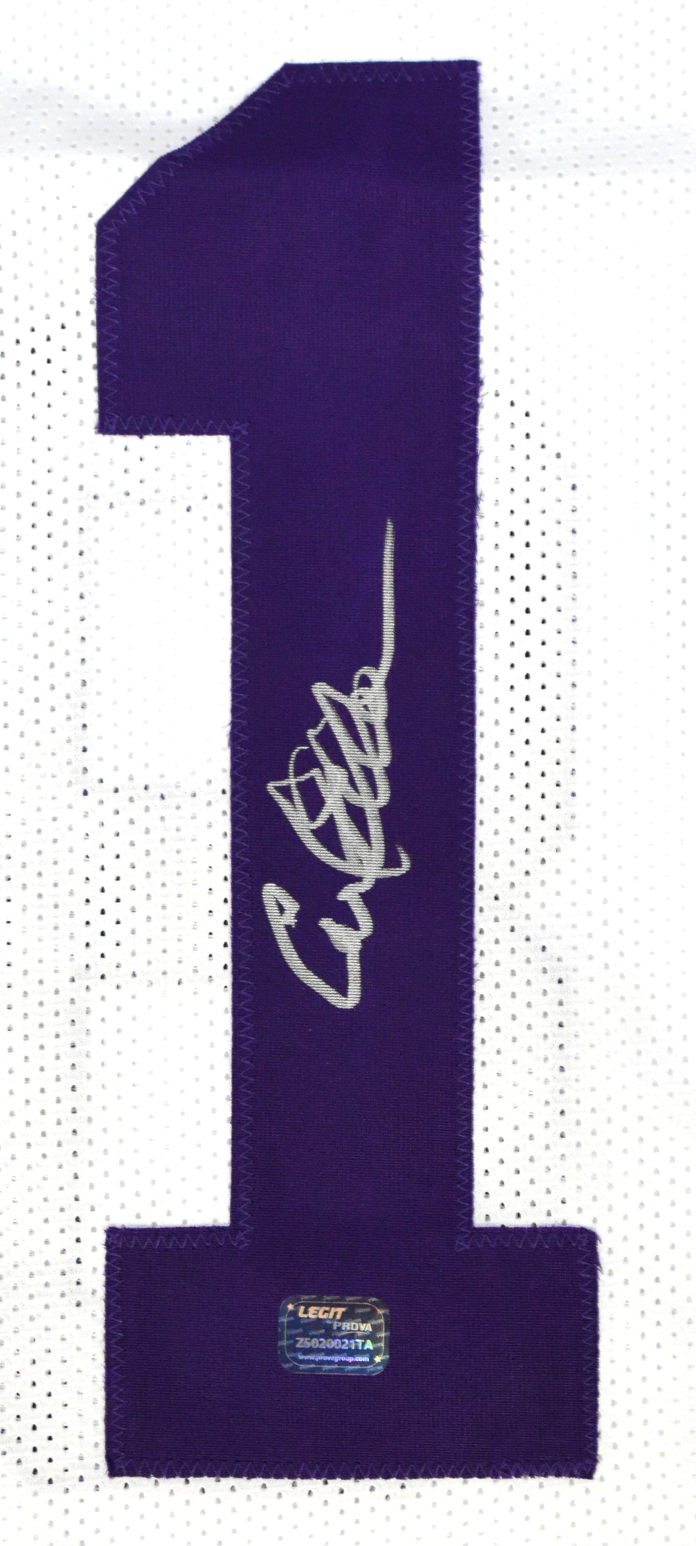 Carl Eller Autographed White Pro Style Jersey - Prova *Silver