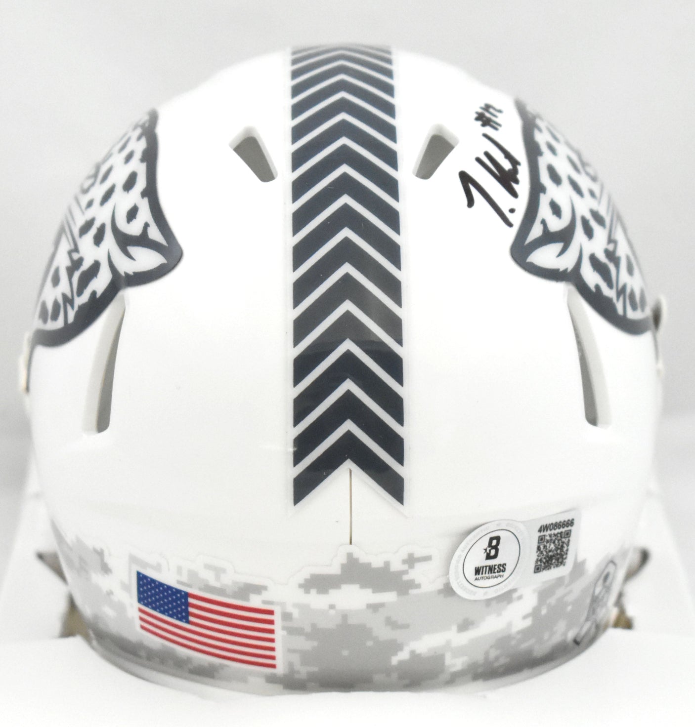 Travis Hunter Autographed Jaguars Salute 2024 Speed Mini Helmet - Beckett W Holo