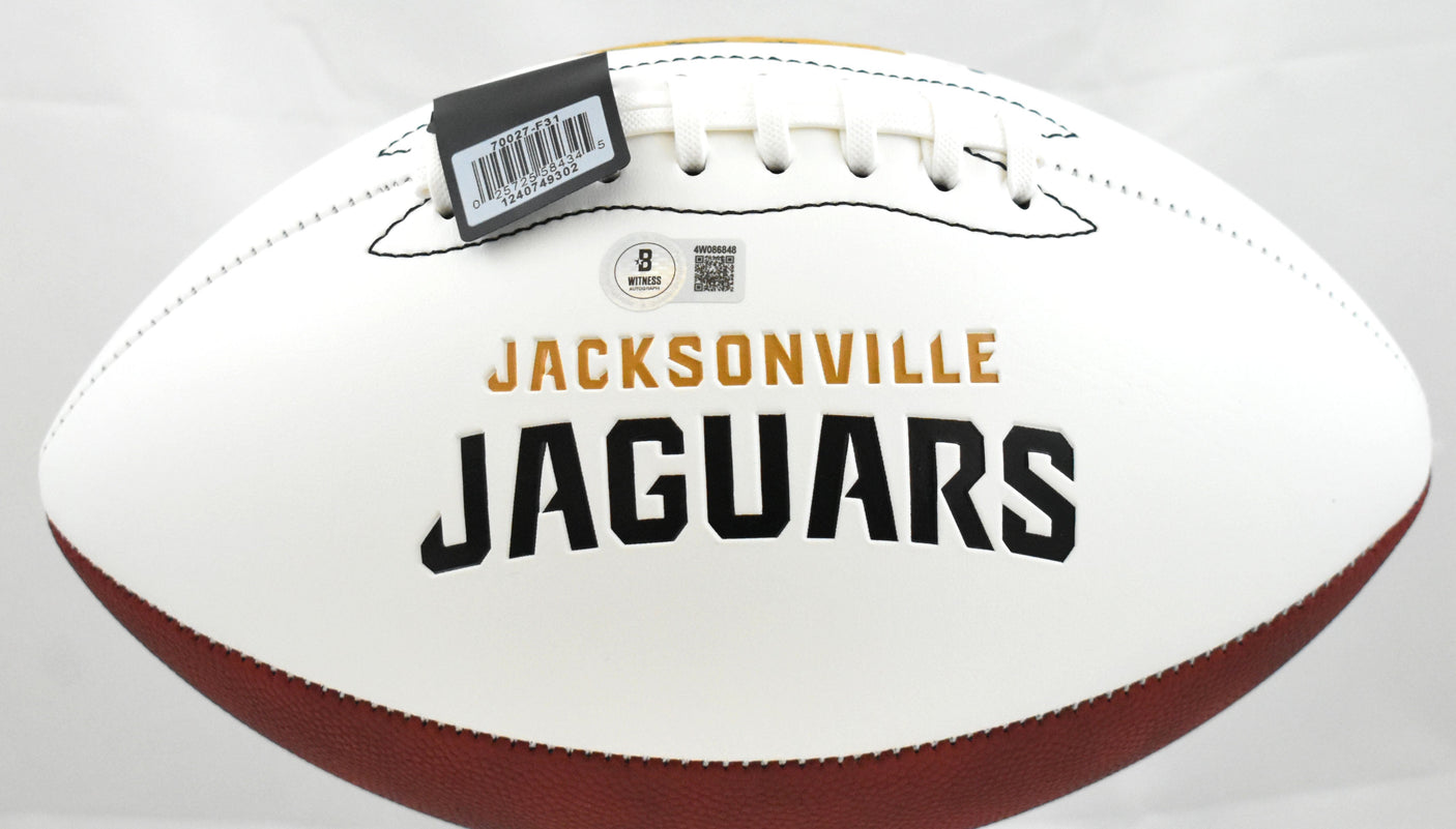 Travis Hunter Autographed Jacksonville Jaguars Logo Football - Beckett W Holo