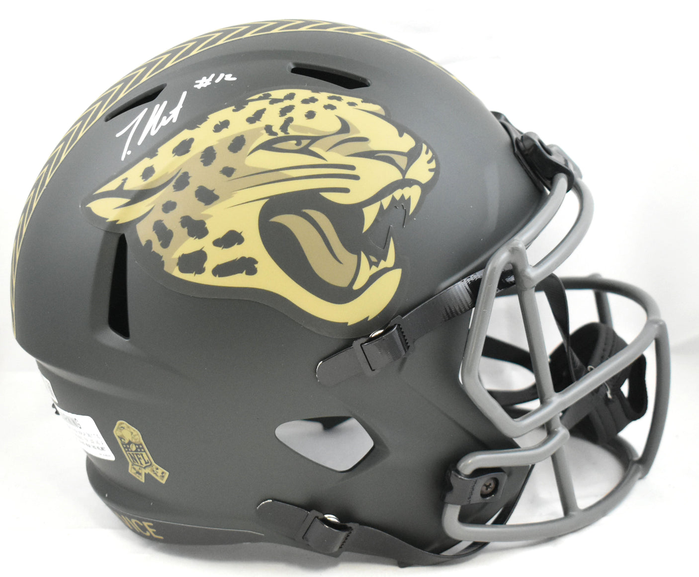 Travis Hunter Signed Jacksonville Jaguars F/S Salute 2025 Speed Helmet Beckett W