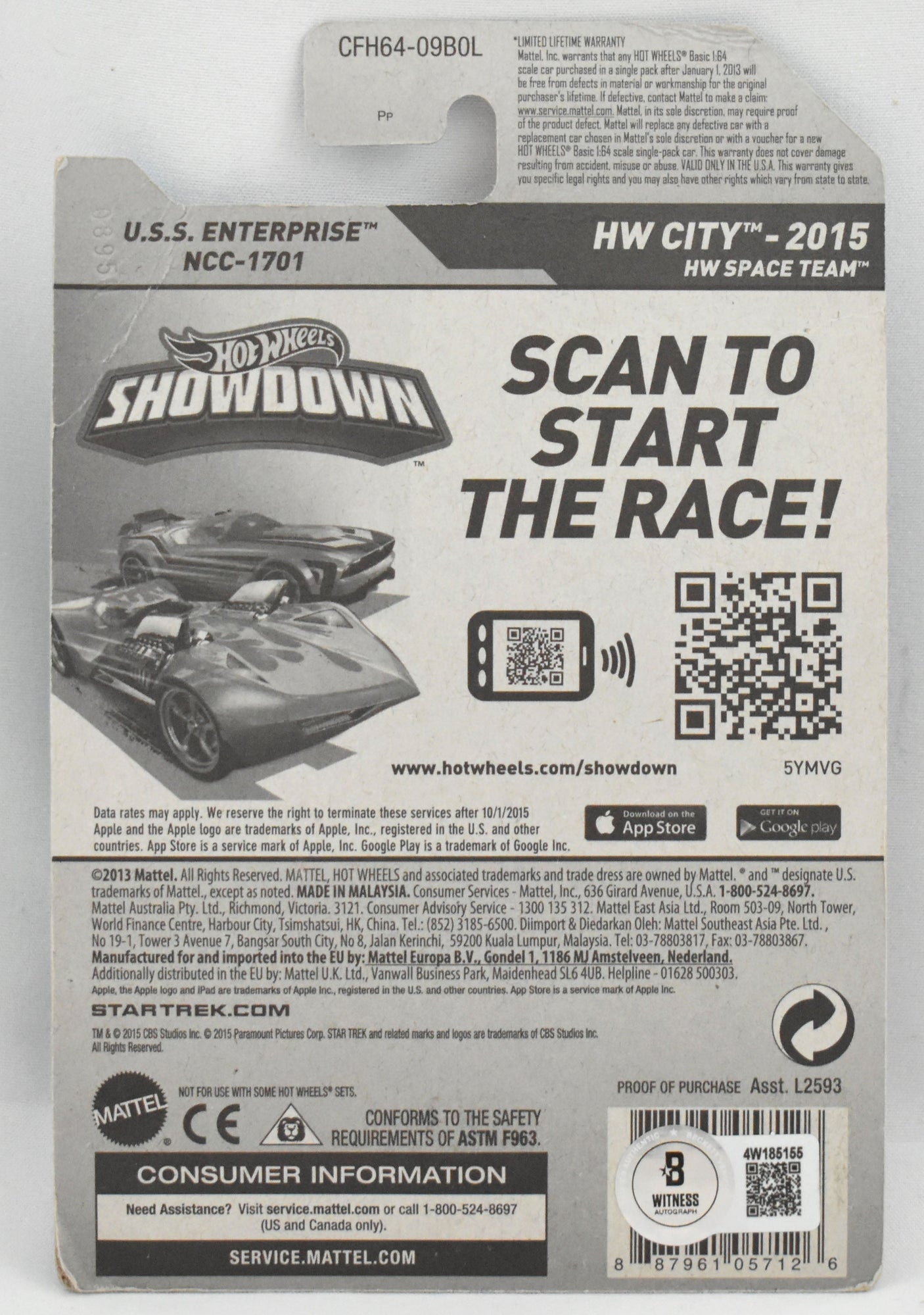 William Shatner Autographed Star Trek Hot Wheels USS Enterprise - Beckett W Holo