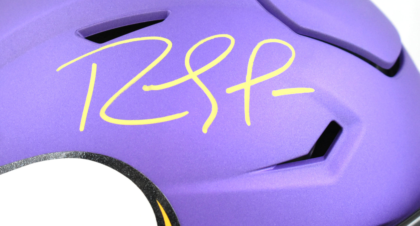 Randy Moss Autographed Vikings Mid-Size SpeedFlex Helmet - Beckett W *Damage