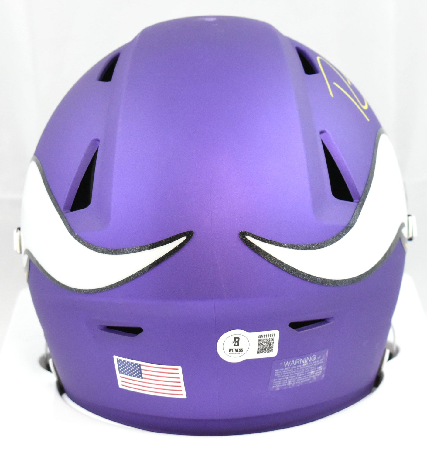 Randy Moss Autographed Vikings Mid-Size SpeedFlex Helmet - Beckett W *Damage