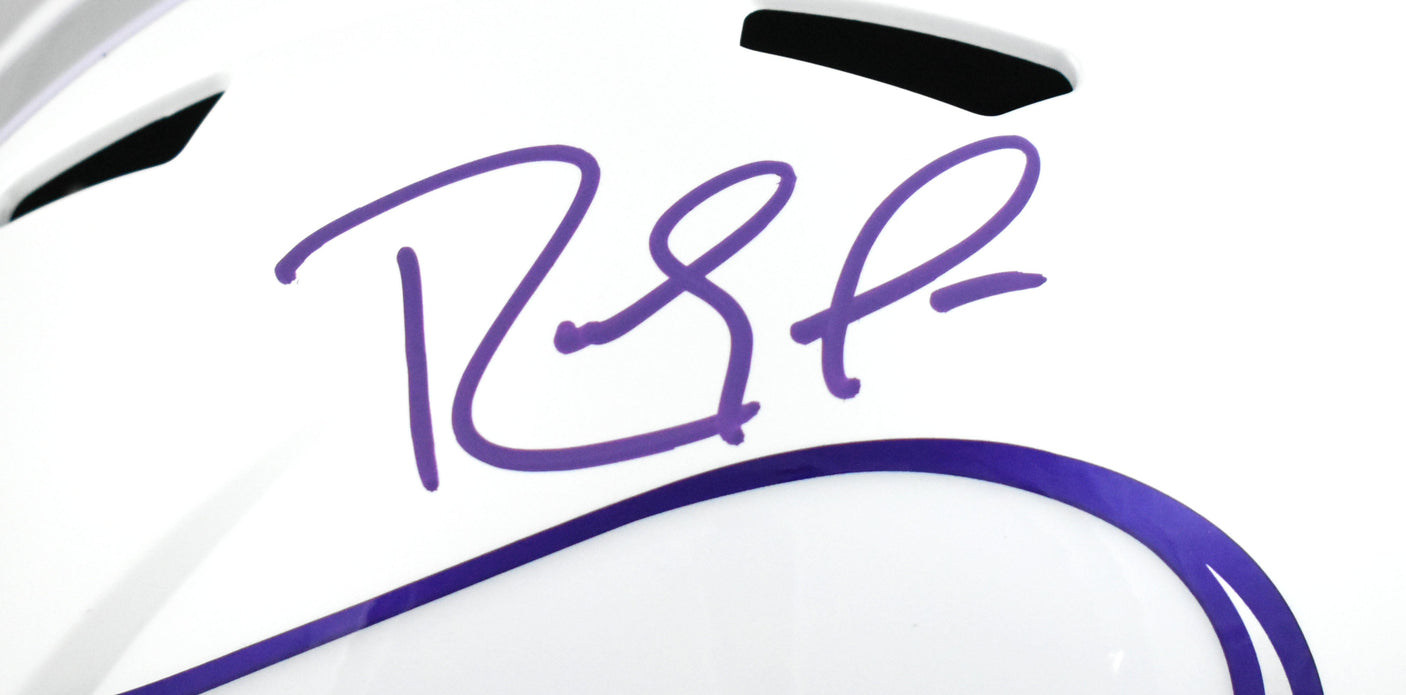 Randy Moss Autographed Vikings F/S Alt 2024 Speed Helmet -Beckett W Holo *Purple