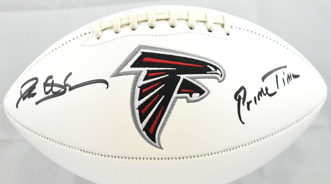 Deion Sanders Signed Atlanta Falcons Logo Football Prime Time - Beckett W Holo