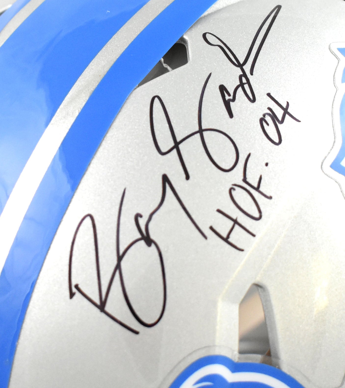 Barry Sanders Signed Detroit Lions F/S Speed Authentic Helmet 2 Ins - Beckett W
