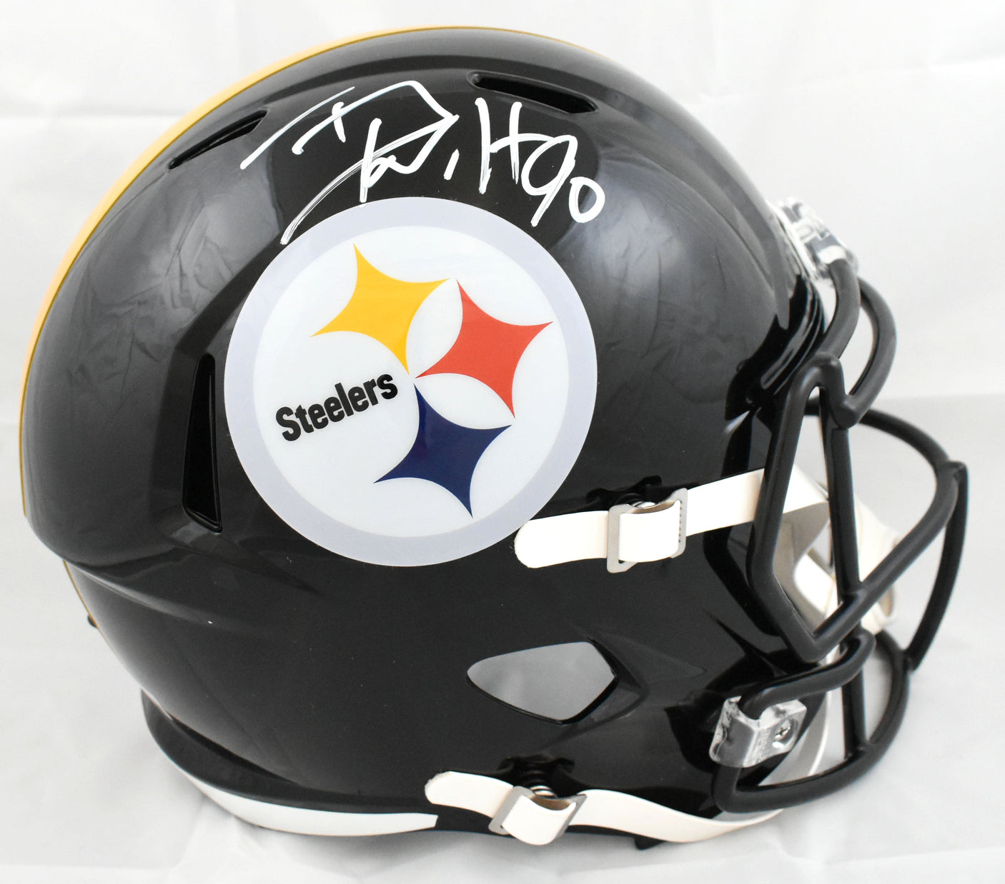T.J. Watt Autographed Pittsburgh Steelers F/S Speed Helmet Beckett W Holo *white