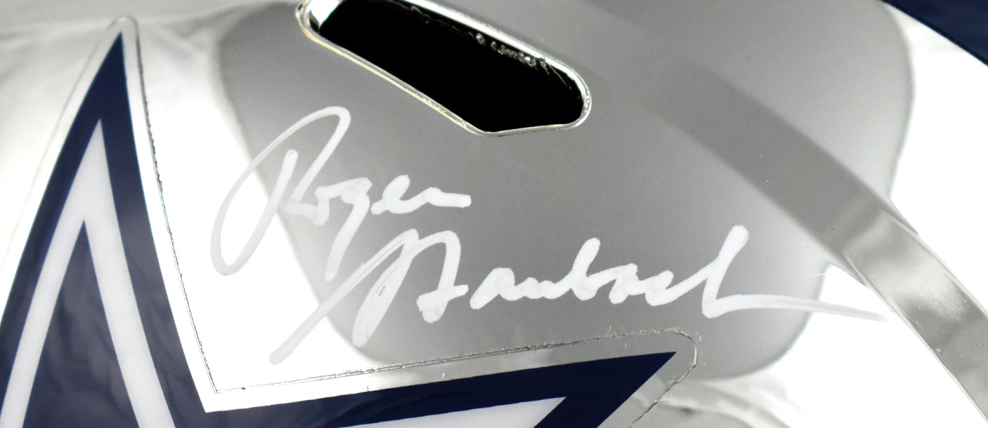Roger Staubach Autographed Dallas Cowboys F/S Chrome Speed Helmet Beckett W Holo
