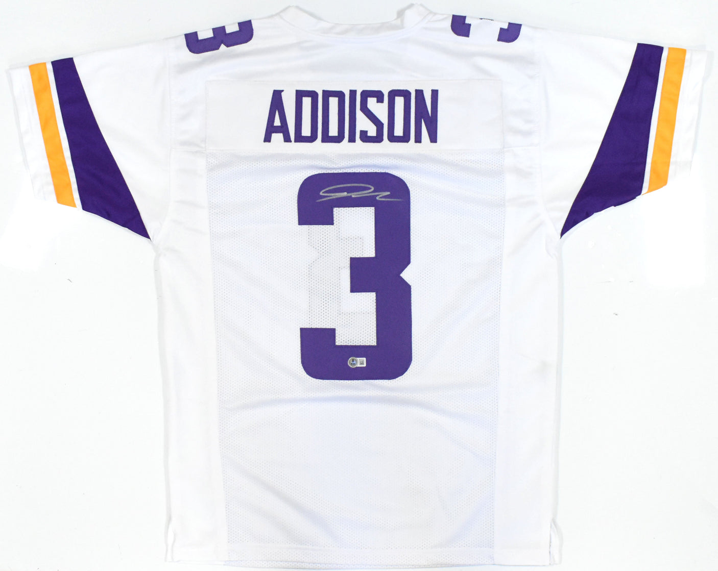 Jordan Addison Autographed White Pro Style Jersey - Beckett W Hologram *Silver