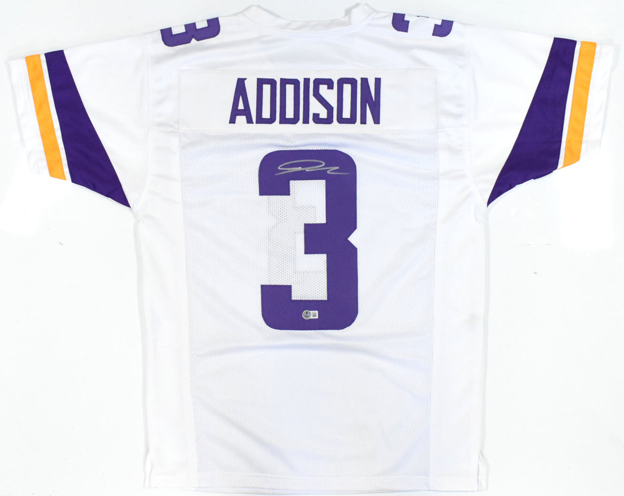 Jordan Addison Autographed White Pro Style Jersey - Beckett W Hologram *Silver