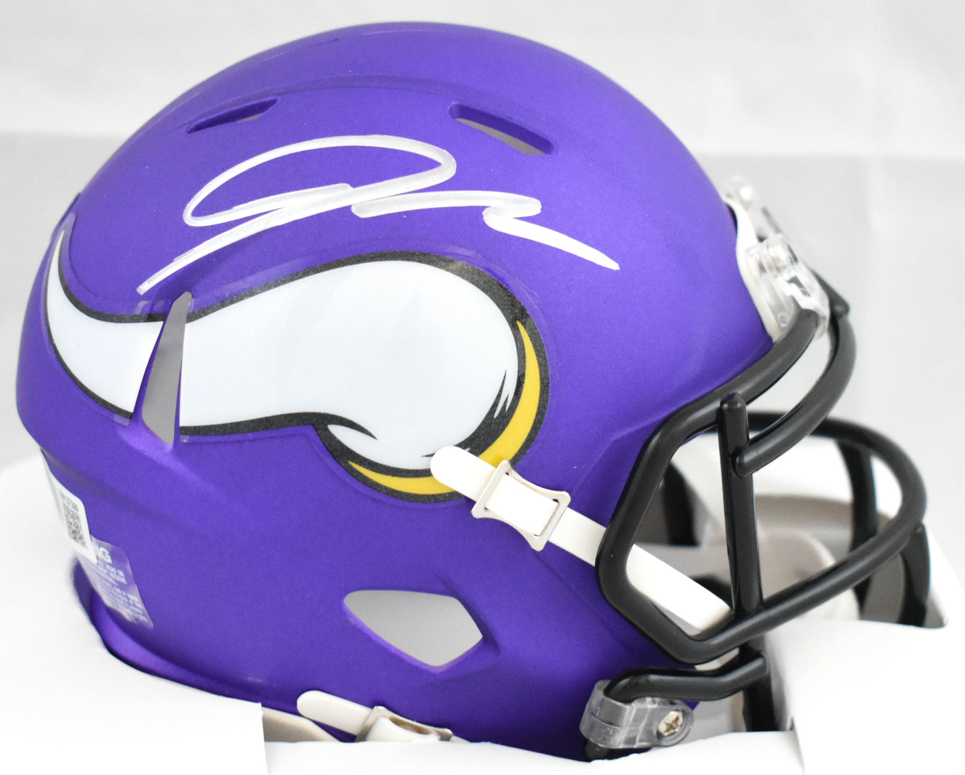 Jordan Addison Autographed Vikings Speed Mini Helmet -Beckett W Holo *Silver