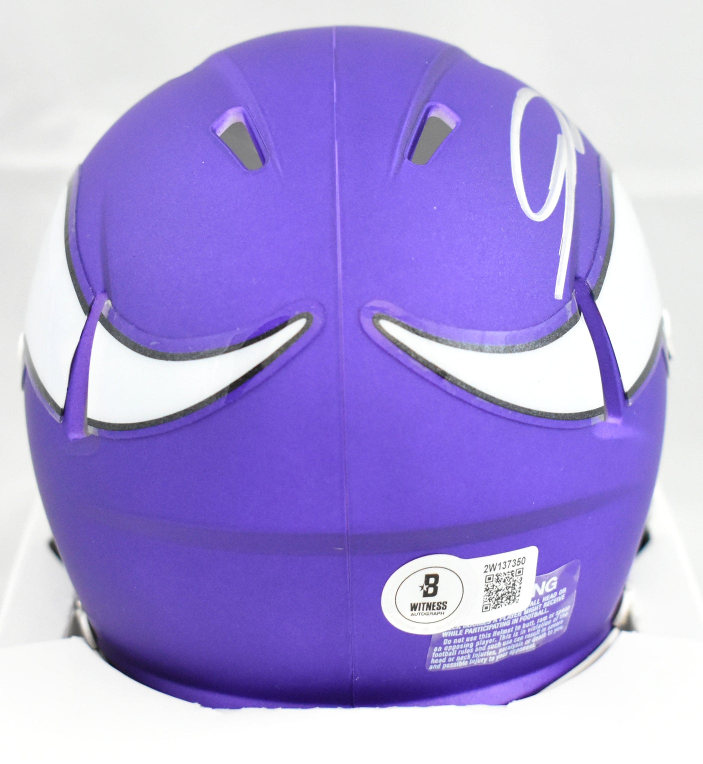 Jordan Addison Autographed Vikings Speed Mini Helmet -Beckett W Holo *Silver