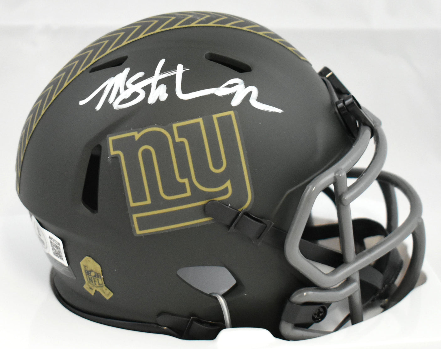 Michael Strahan Autographed Giants Salute 2025 Speed Mini Helmet -Beckett W Holo