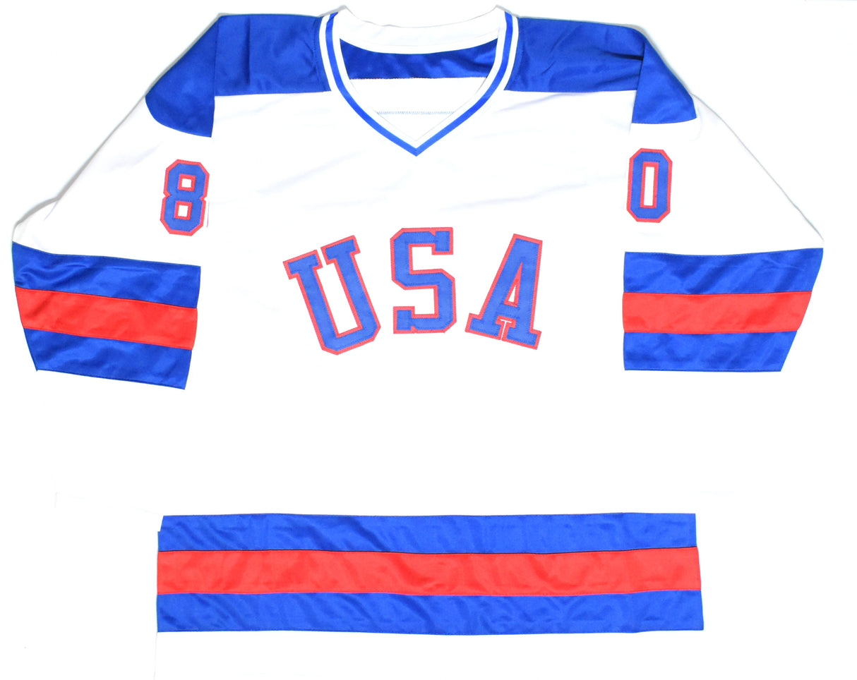 1980 Miracle on Ice Team USA Autographed White Pro Style Jersey 15 Sigs JSA W