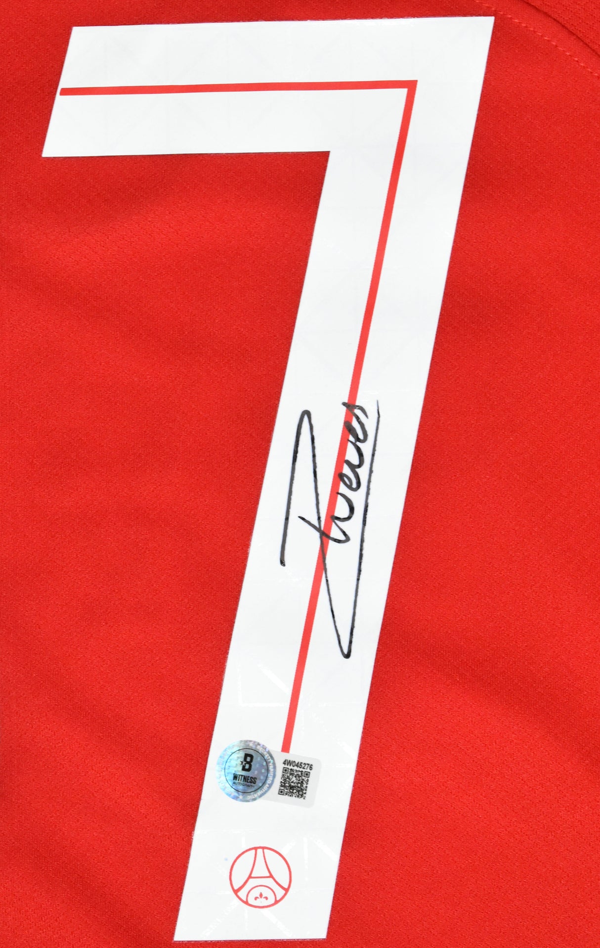 Joao Neves Autographed PSG Red Third Soccer Jersey #87 - Beckett W Holo *M