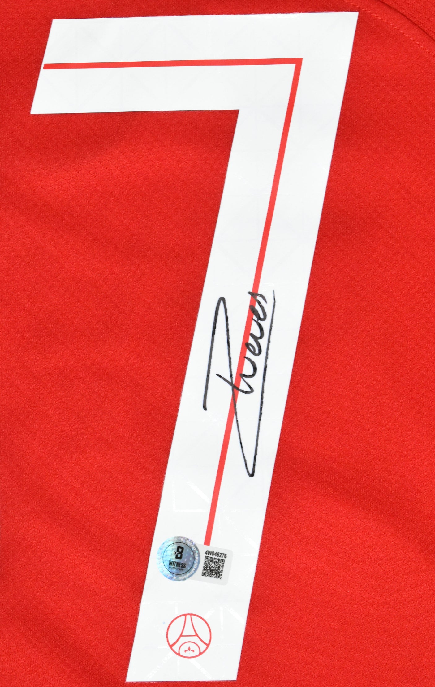 Joao Neves Autographed PSG Red Third Soccer Jersey #87 - Beckett W Holo *M