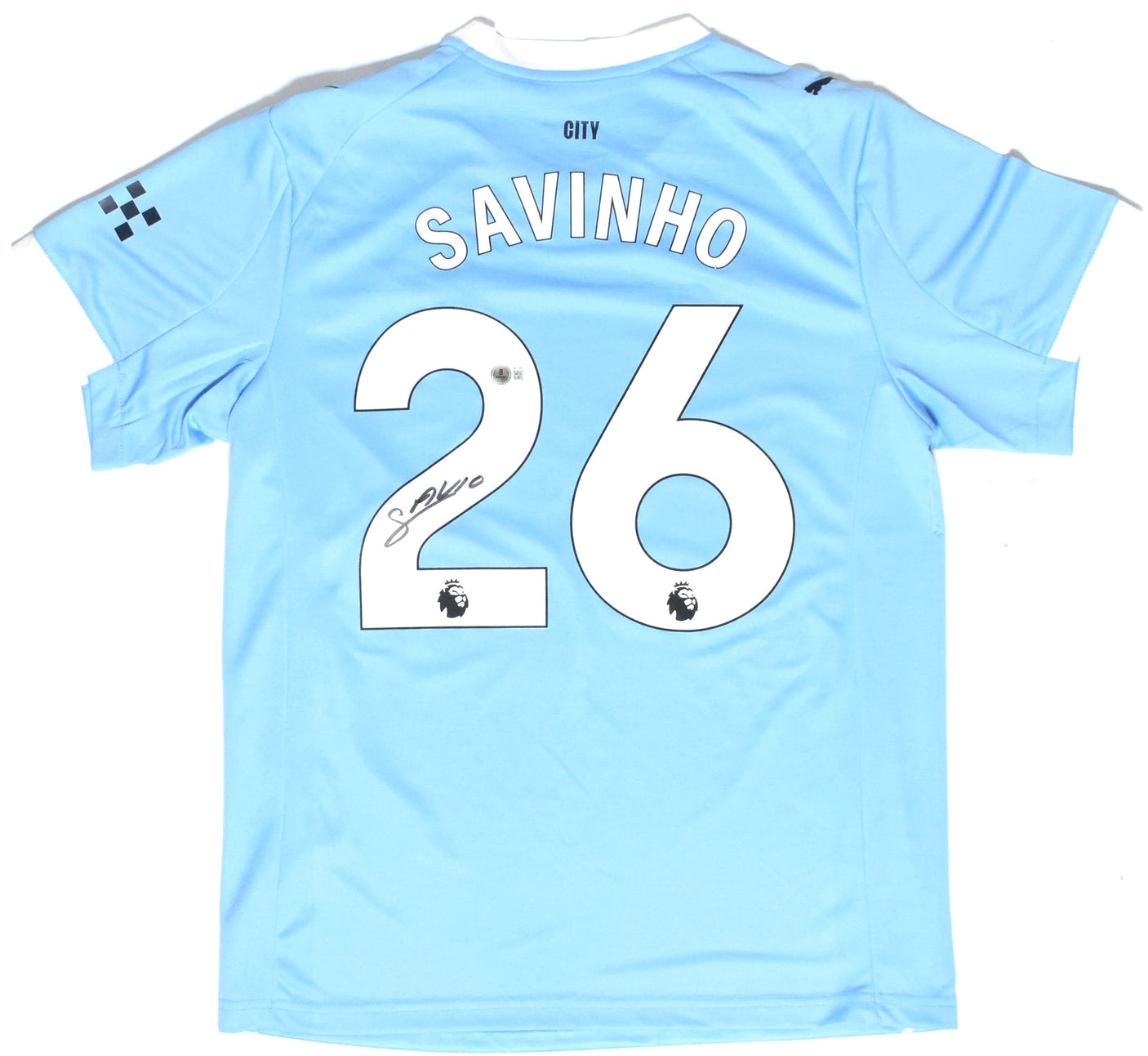 Savinho Autographed Manchester City Home Soccer Jersey #26 - Beckett Holo *XL