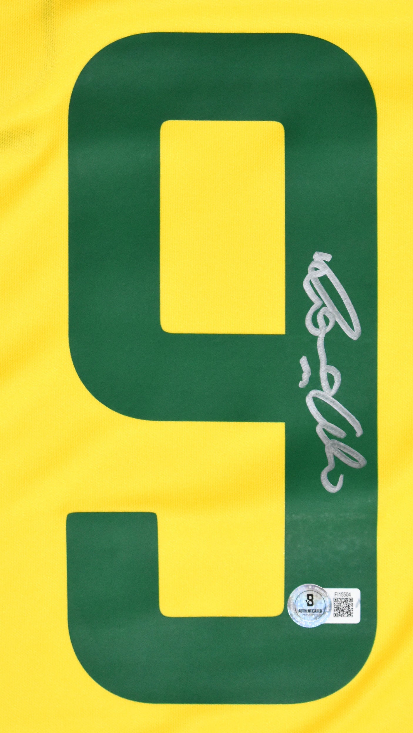 Ronaldo Autographed Brazil Home Soccer Jersey #9 - Beckett Holo *M