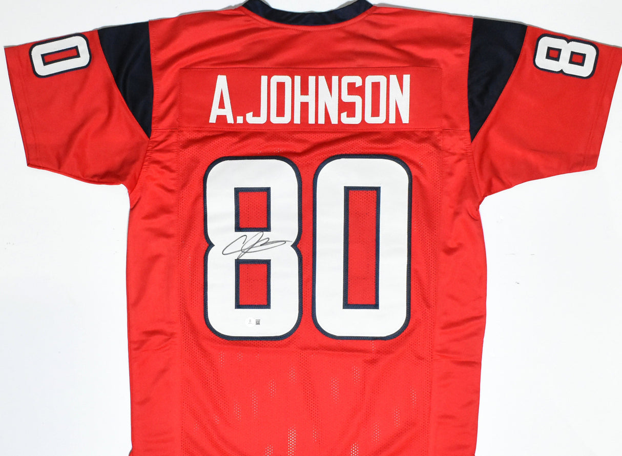 Andre Johnson Autographed Red Pro Style Jersey - Beckett W Hologram *Black