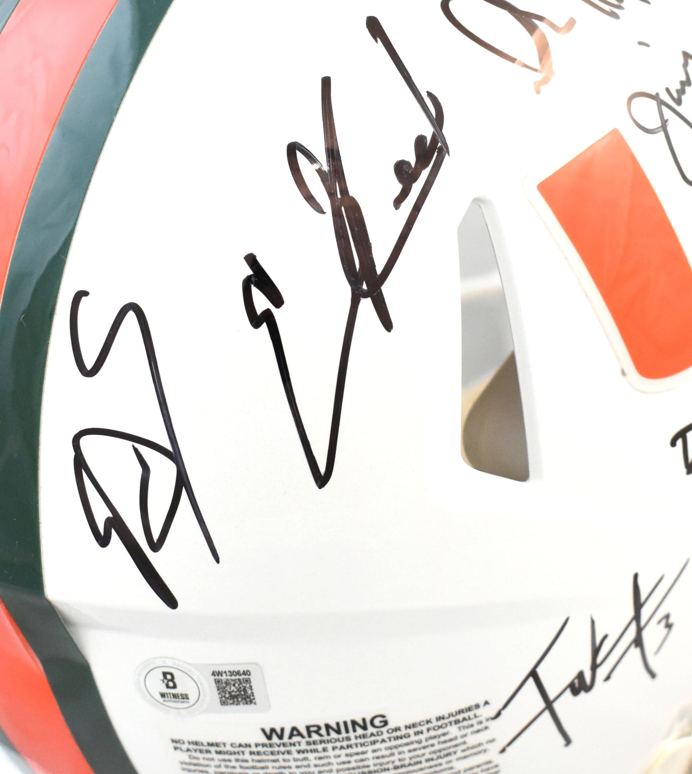 University of Miami Hurricanes Legends F/S Speed Authentic Helmet Beckett W Holo