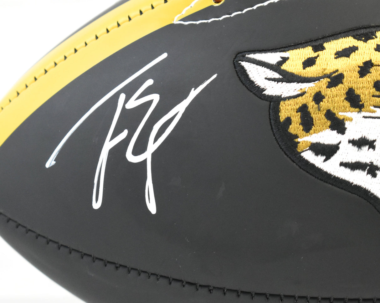 Travis Etienne Jr. Autographed Jaguars Black Logo Football- Beckett Hologram