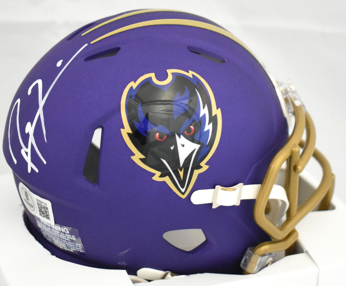 Ray Lewis Autographed Baltimore Ravens Alt 2024 Speed Mini Helmet - Beckett Holo
