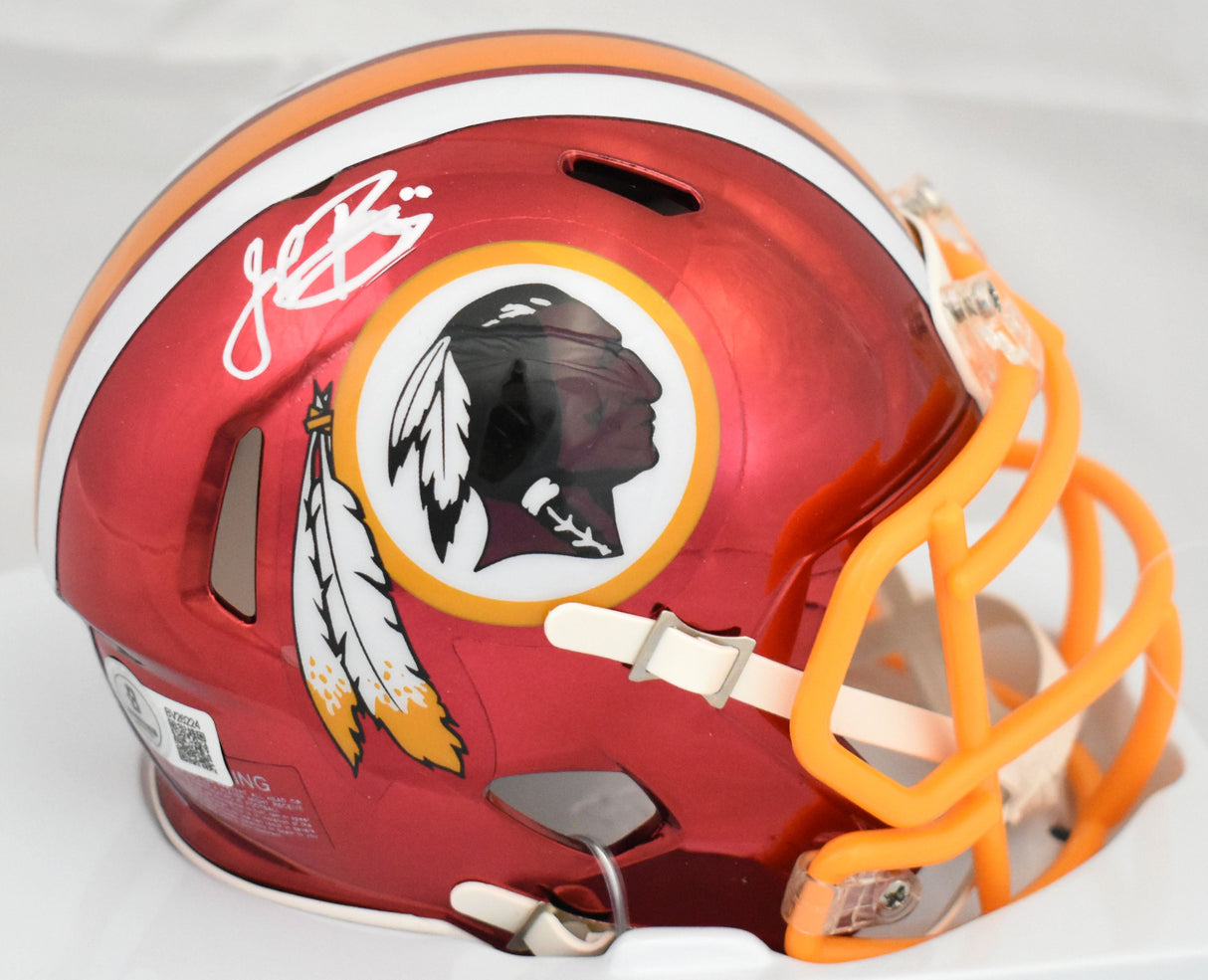 John Riggins Autographed Redskins Chrome Speed Mini Helmet - Beckett Holo