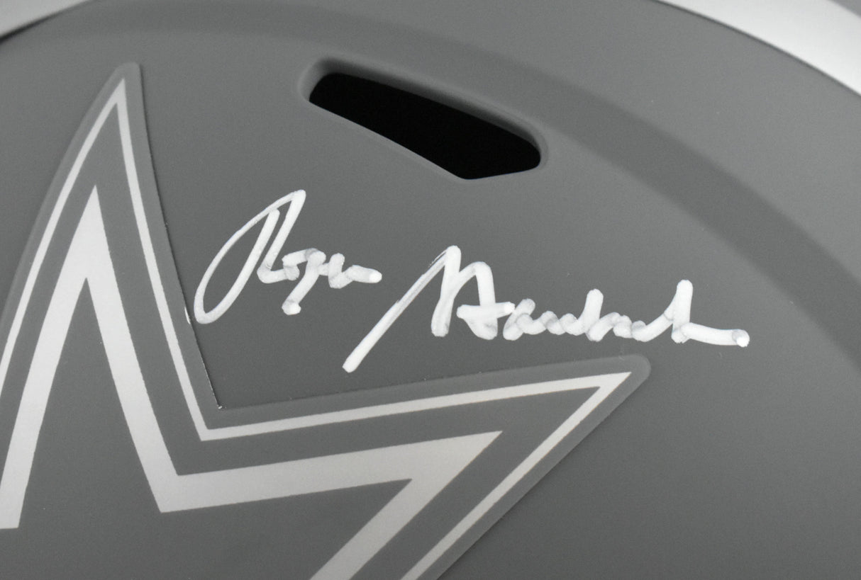 Roger Staubach Autographed Dallas Cowboys F/S Slate Speed Helmet - Beckett Holo