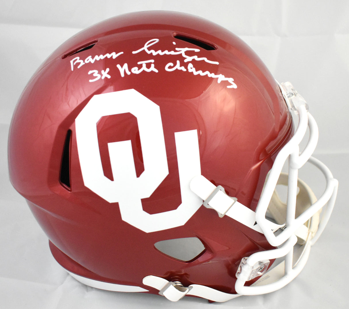 Barry Switzer Signed Oklahoma Sooners F/S Speed Helmet3x Natl Champs-Beckett W