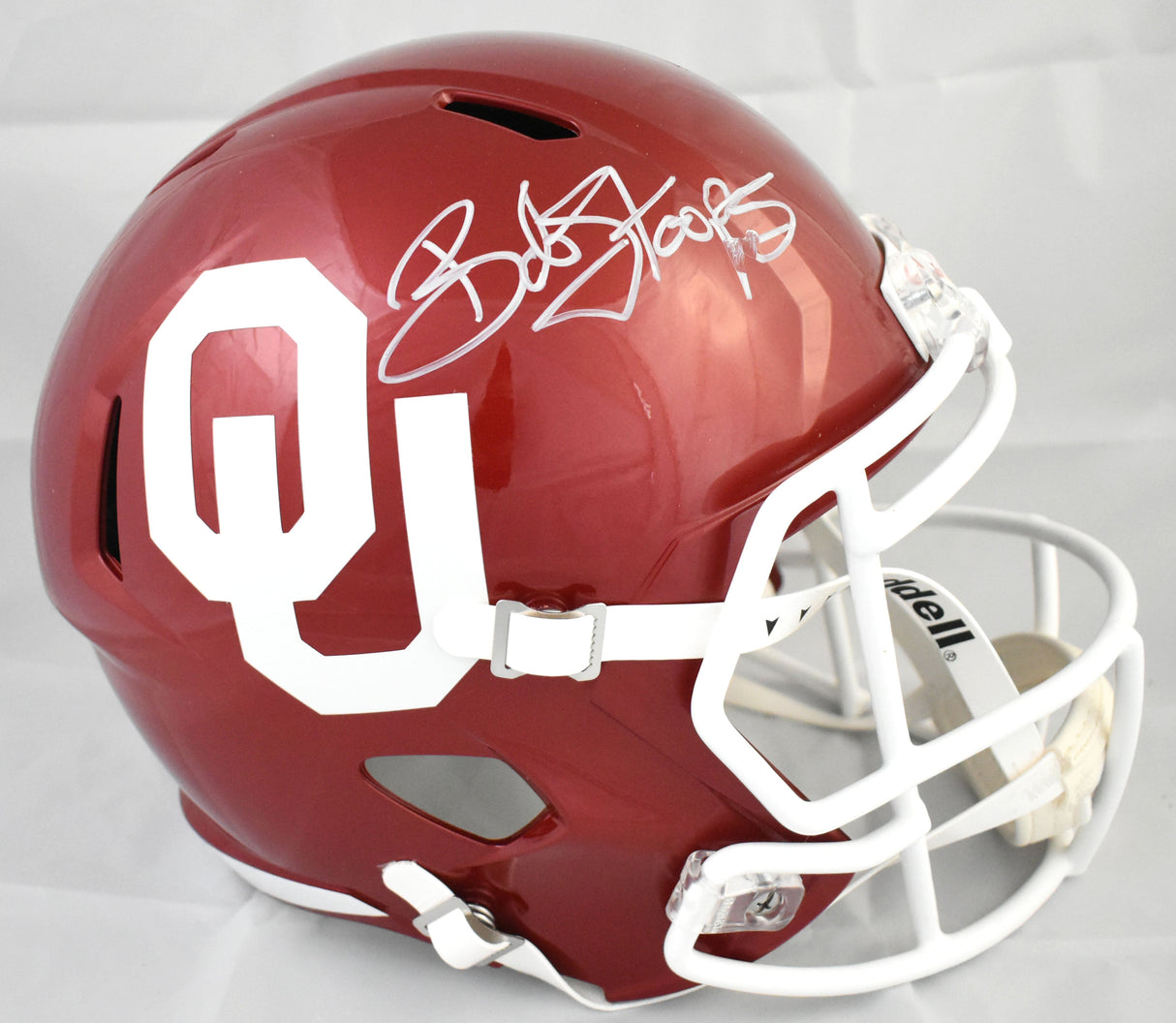 Bob Stoops Signed Oklahoma Sooners F/S Speed Helmet - Beckett W Holo *Smeared