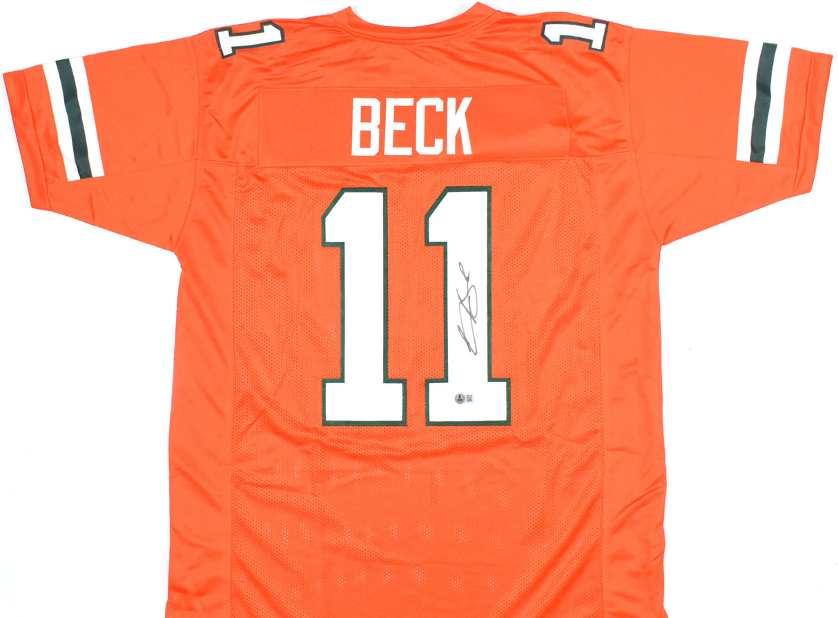 Carson Beck Autographed Orange College Style Jersey - Beckett W Hologram *Black