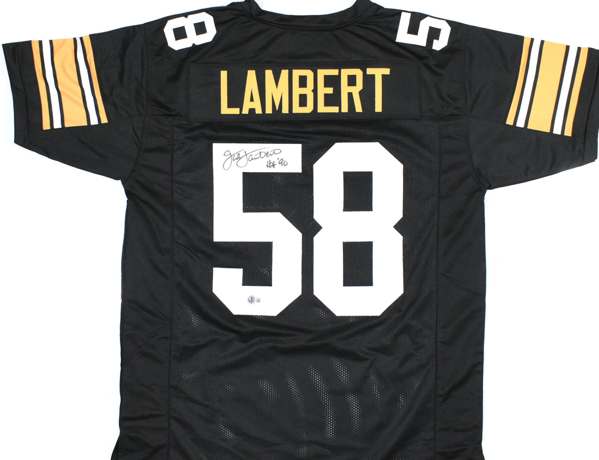 Jack Lambert Autographed Black Pro Style Jersey w/HOF - Beckett Hologram