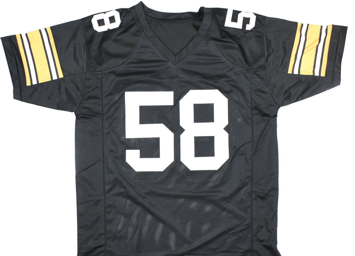 Jack Lambert Autographed Black Pro Style Jersey w/HOF - Beckett Hologram