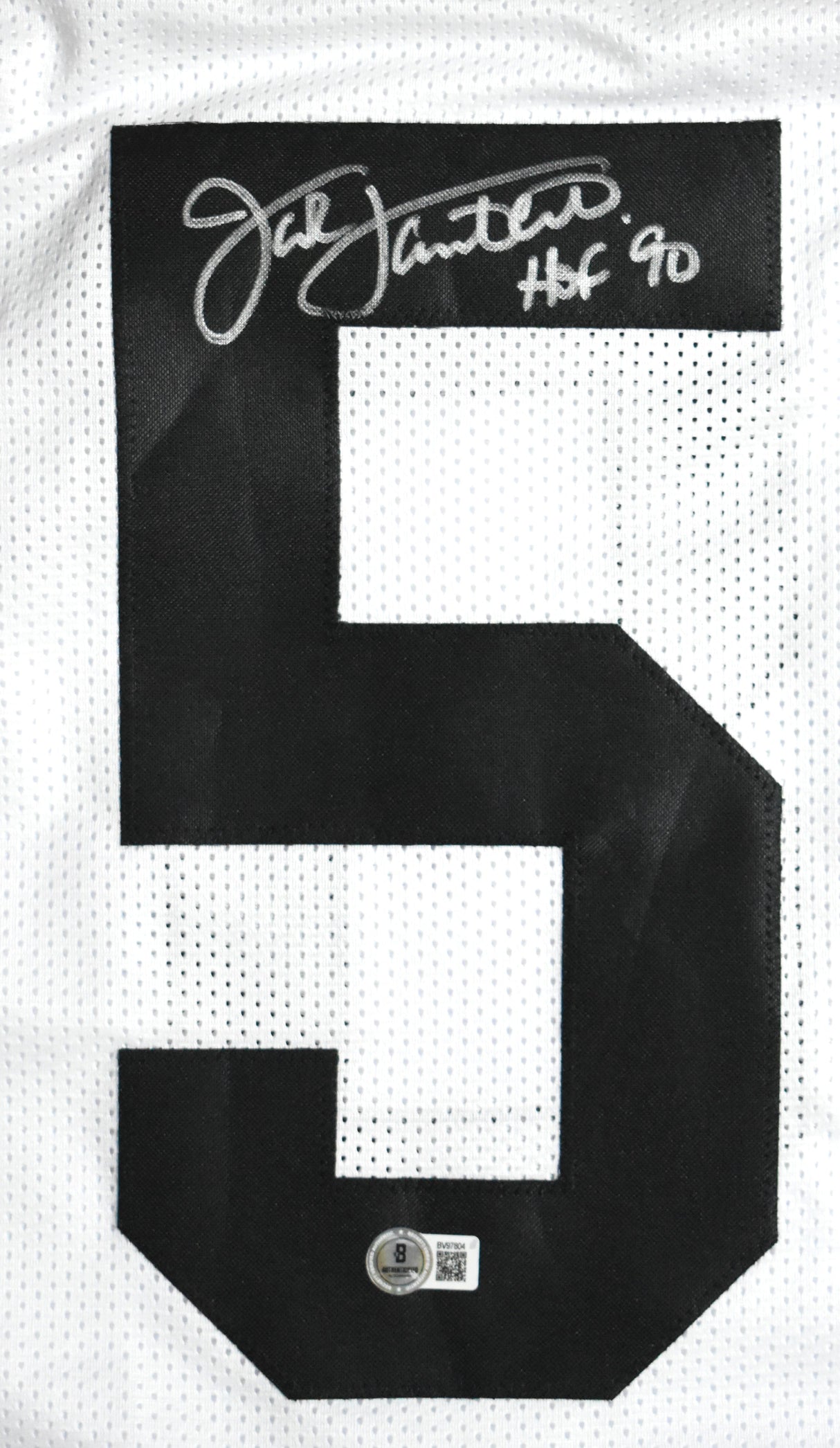 Jack Lambert Autographed White Pro Style Jersey w/HOF - Beckett Hologram *Silver