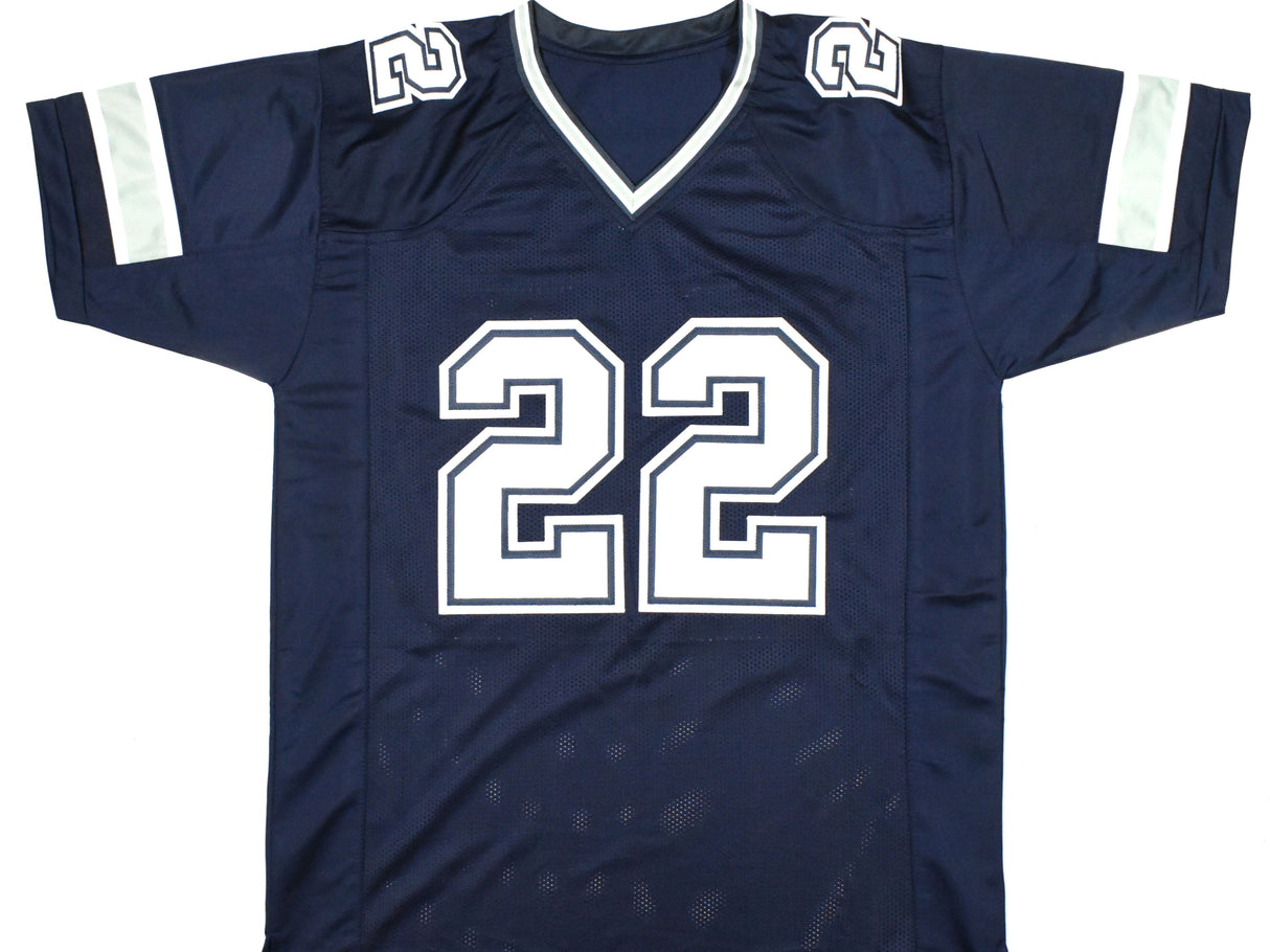 Emmitt Smith Autographed Blue Pro Style Jersey - Beckett W Hologram *Black