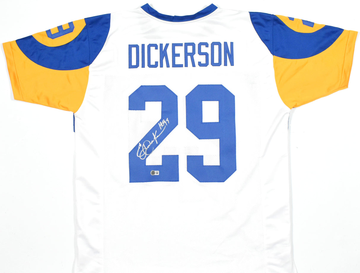 Eric Dickerson Autographed White Pro Style Jersey - Beckett W Hologram *Silver