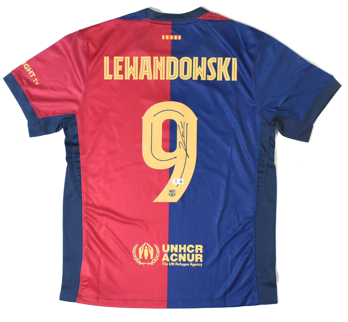 Lewandowski Autographed FC Barcelona Home Soccer Jersey #9 - Beckett Holo *M