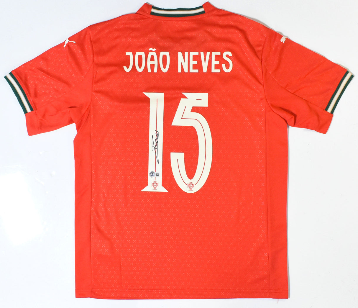 Joao Neves Autographed Portugal Home Soccer Jersey #15 - Beckett W Holo *M