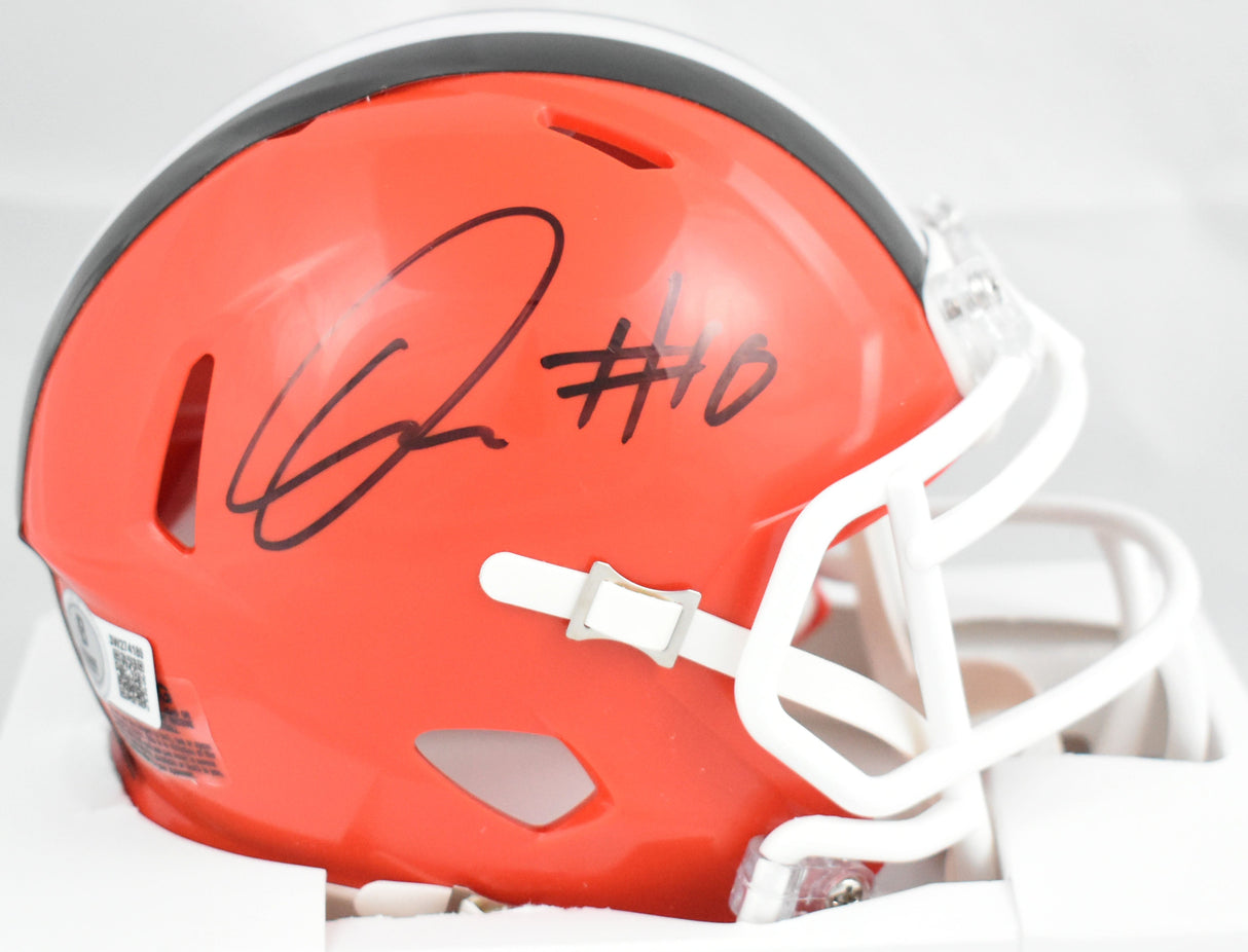 Quinshon Judkins Autographed Cleveland Browns Speed Mini Helmet - Beckett W Holo