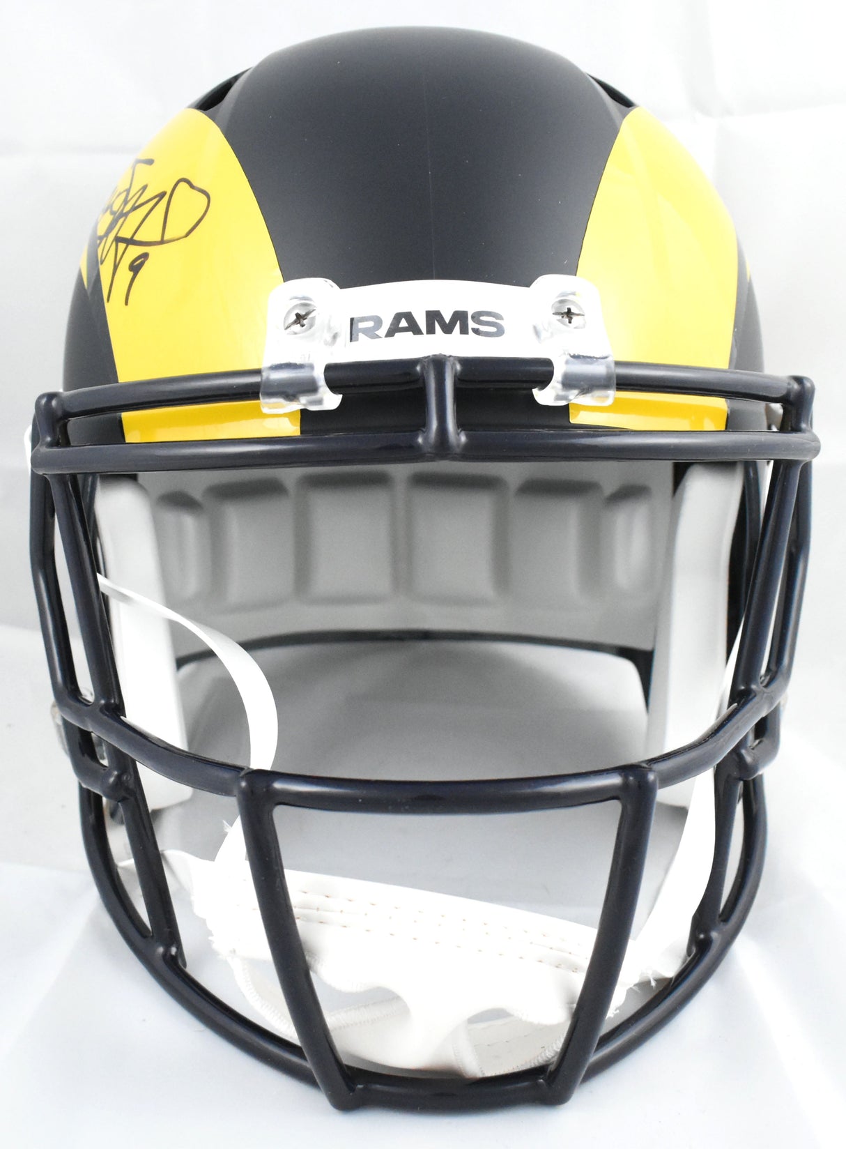 Matthew Stafford Autographed Rams F/S Rivalries Speed Helmet - Beckett W Holo